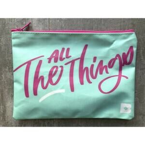 ALL THE THINGS Mint Green Makeup Bag Case Travel Wallet Clutch NEW Organizer